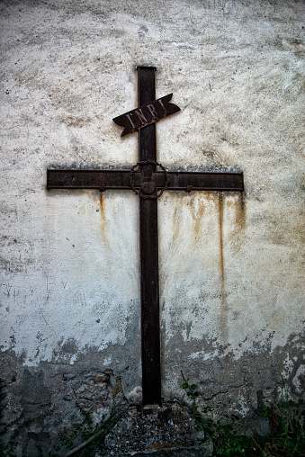 Urbex, Old cross in an abandoned village in Tuscany