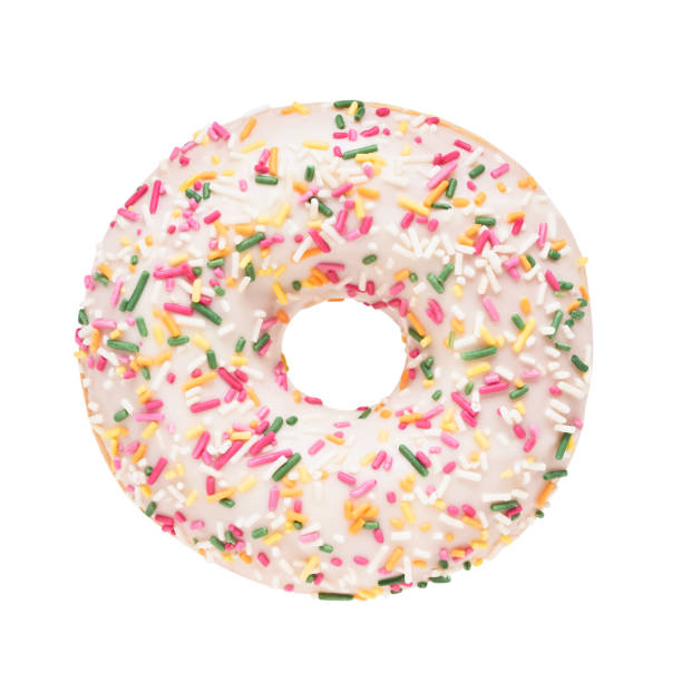 istock White donut isolated over white background with clipping path. Top view, copy space 1257373903