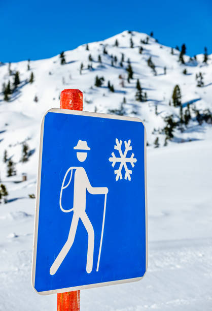 istock sign for a winter hiking trail in austria 1257376175