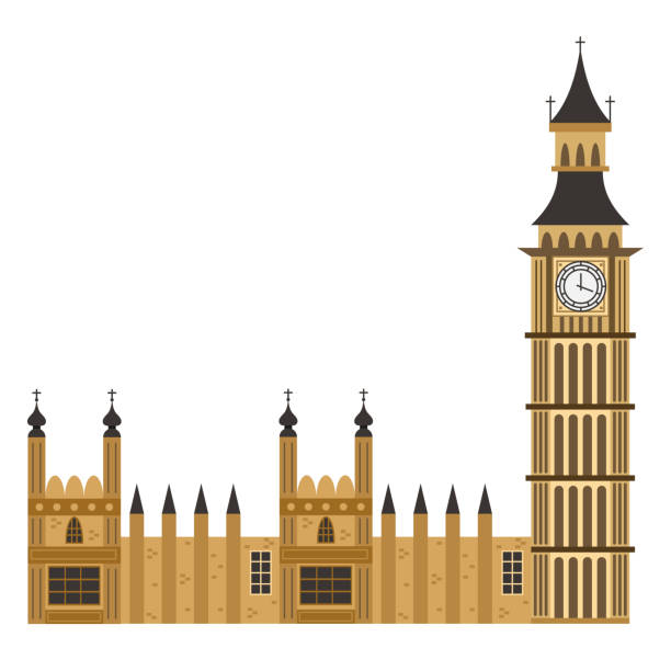 big ben uhrturm. vektor-flach-symbol des londoner gebäudes isoliert auf weißem hintergrund. - big ben london england tower clock tower stock-grafiken, -clipart, -cartoons und -symbole