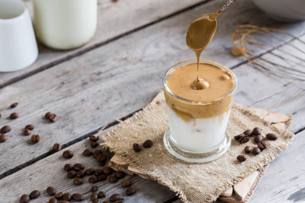 istock Coffee trend - dalgona coffee, whipped instant coffee. cream coffee, iced coffee 1257380661