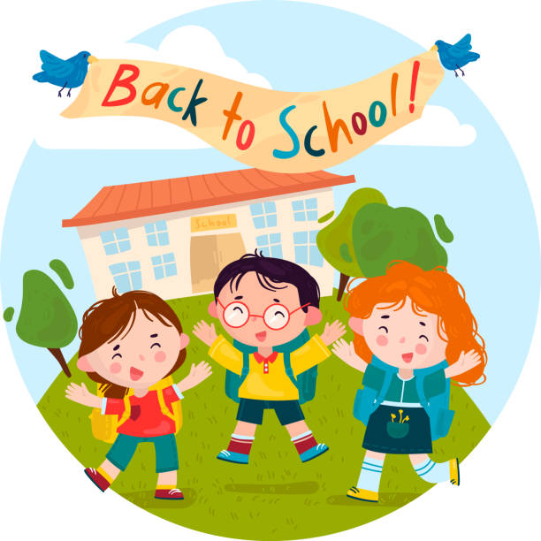 Welcome Back To School Cartoon Vector Illustration Stock Illustration -  Download Image Now - iStock