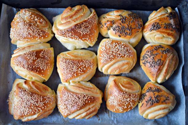 istock baked pastry with sesame seeds 1257383192