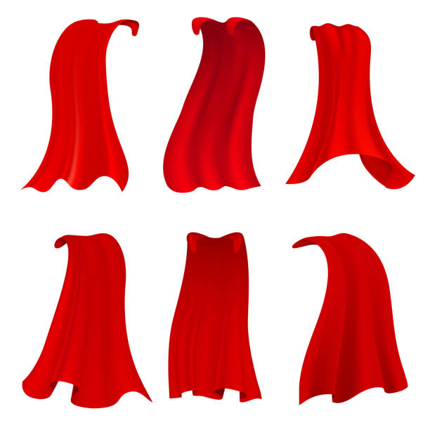 istock Red hero cape. Realistic fabric scarlet cloak or magic vampire cover. Vector set isolated on transparent background 1257384649