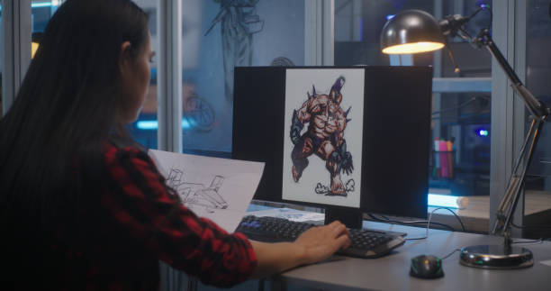 istock Female graphic designer sorting concept art 1257386093