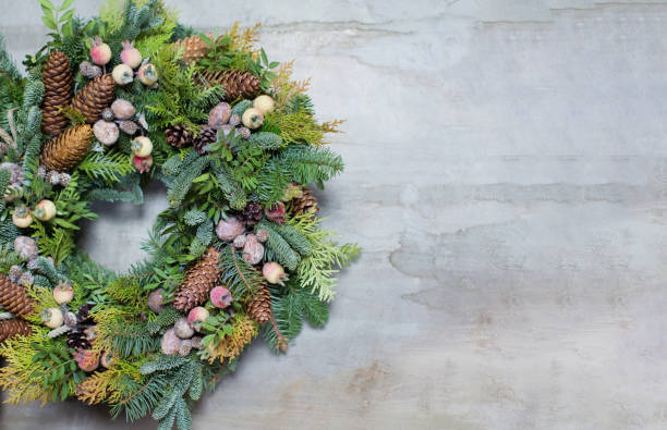 istock Christmas banner with wreath 1257387586