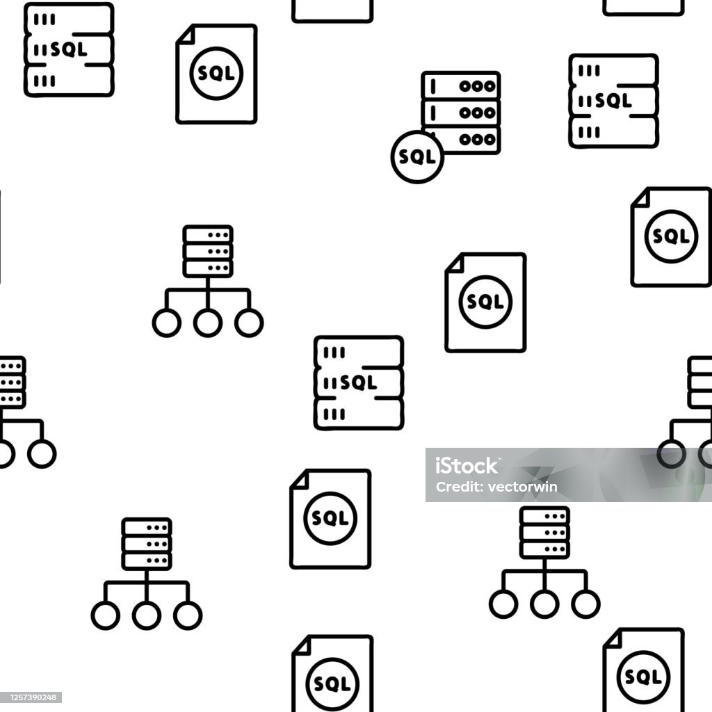 Sql Database Image 2d Sql Database Vector Seamless Pattern Stock Illustration - Download ...