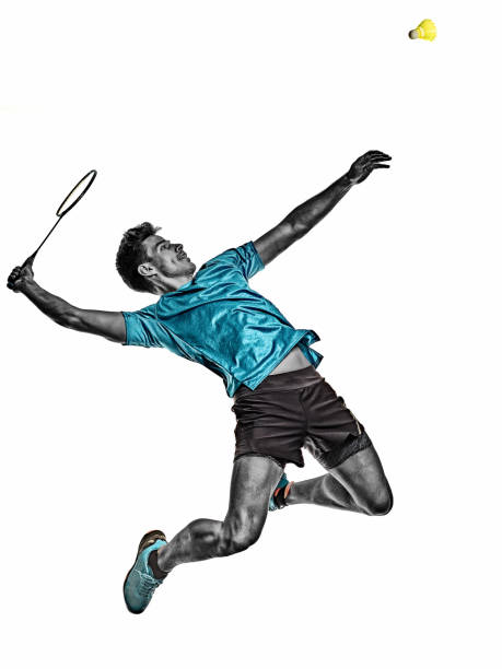 istock Badminton player young man isolated white background 1257391875