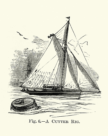 Victorian Rig Cutter Rig Sailing Boat Victorian 19th Century Stock Illustration ...