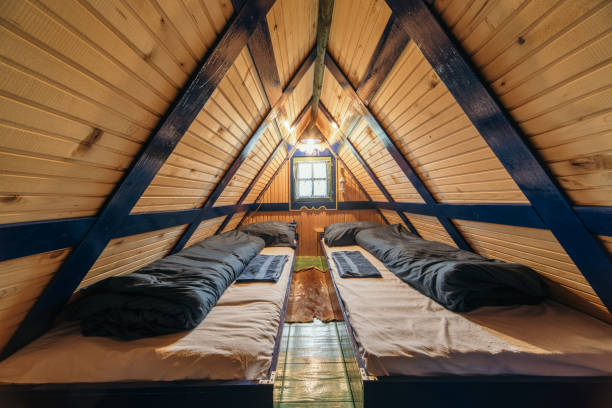 Interior of mountain lodge hunter house