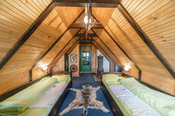 istock Interior of mountain lodge hunter house 1257394111