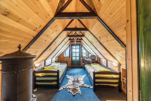 istock Interior of mountain lodge hunter house 1257394114