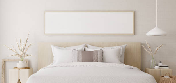 istock White bedroom interior.Earth tones design.3d rendering 1257394199