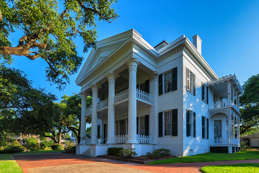 Natchez, Mississippi, USA - June 19, 2020: The Staton Mansion, now a museum, built in 1857.