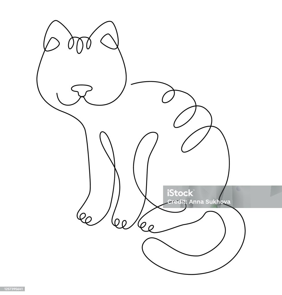 Vẽ Một Con Mèo Với Một Đường Duy Nhất Theo Phong Cách Nghệ Thuật ...