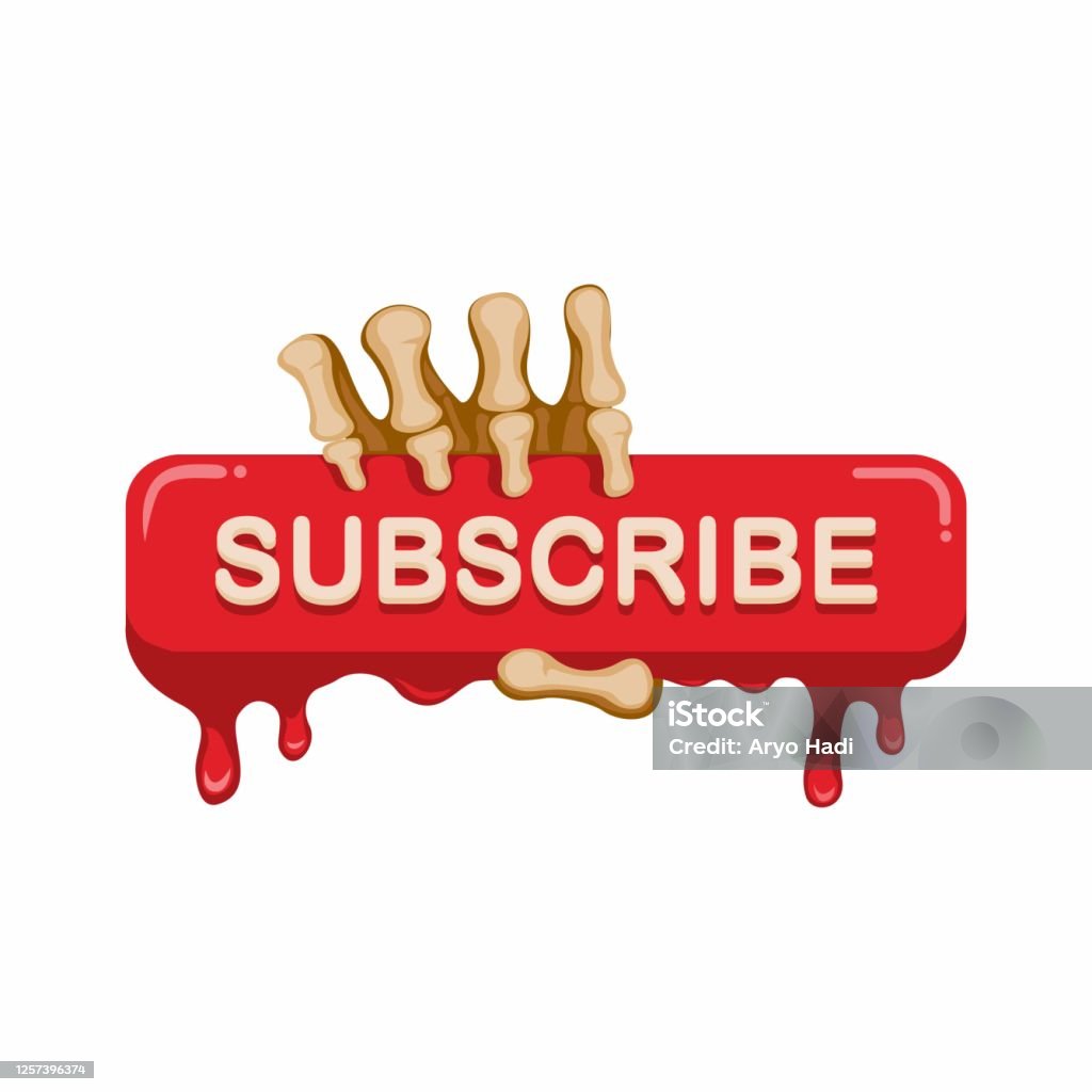 Subscribe Button With Skeleton Hand Horror Nigtmare Theme Video Streaming  Subcription Concept In Cartoon Illustration Vector Isolated In White  Background Stock Illustration - Download Image Now - iStock