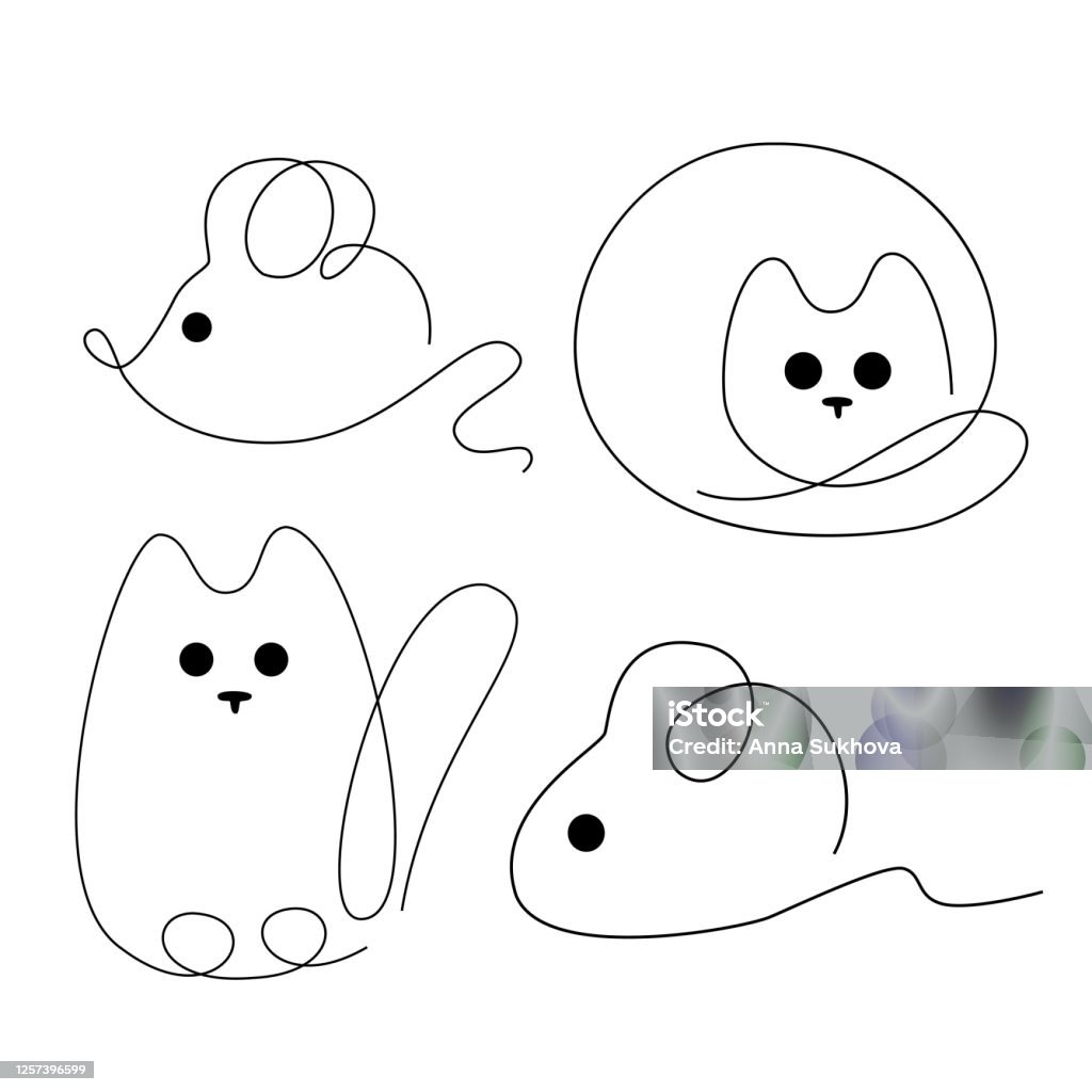 Vẽ Một Con Mèo Và Chuột Theo Phong Cách Nghệ Thuật Đường Dây Logo ...