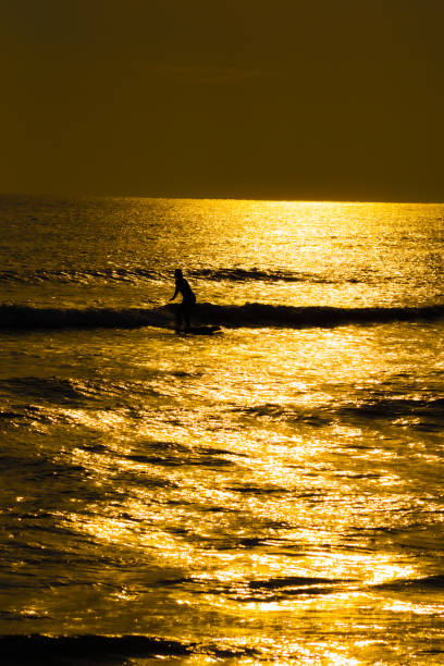 istock Surfer silhouette and dusk of Kamakura coast 1257396690