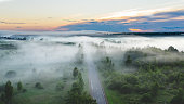 Country sunset aerial view