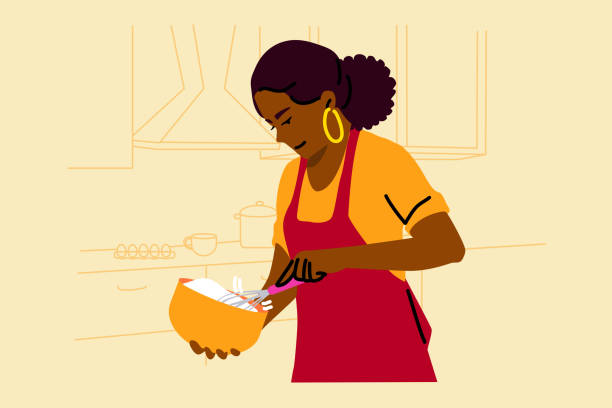 ilustrações de stock, clip art, desenhos animados e ícones de cooking, baking, hobby, food, preparation concept - characters cooking chef bakery
