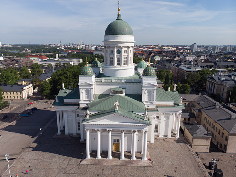 Aerial view of Helsinki Cathedral in Helsinki, Finland