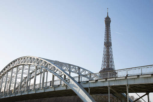 Eiffel Tower and Debilly Bridge in Paris; France
