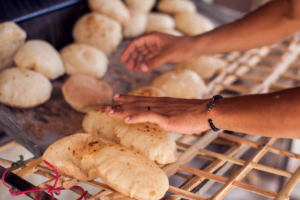 istock National arabian bread pita in the bakery. 1257400163