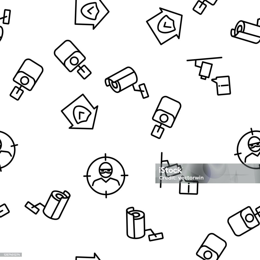 Ccvt Camera Patterns Cctv Security Camera Vector Seamless Pattern Stock Illustration ...