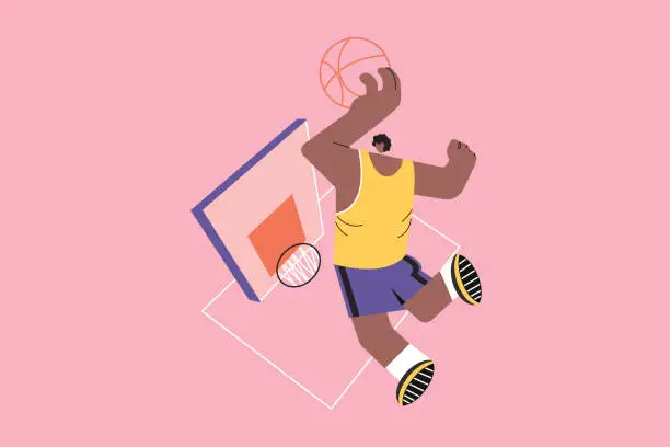 Vector illustration of Sport, basketball, health, training, care concept