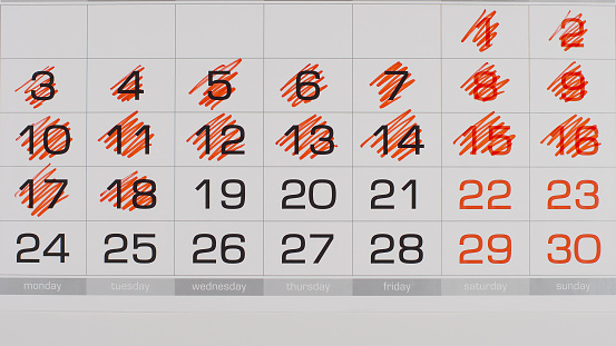 September 2023 Calendar Pages On Blue background. Time Flies Concept.