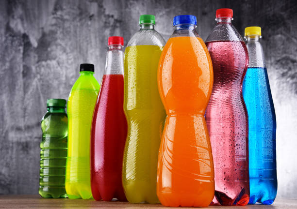 istock Plastic bottles of assorted carbonated soft drinks 1257404386