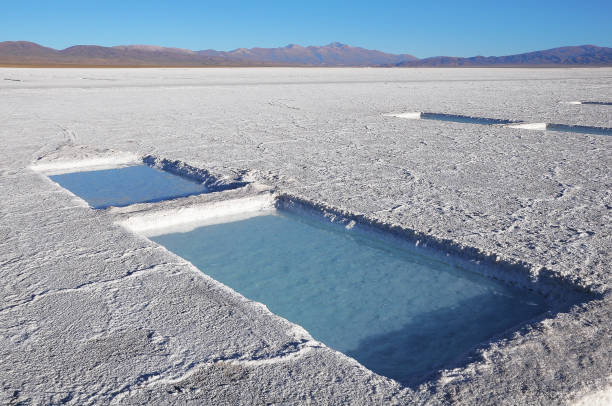 istock Salt mining place in the mountain desert. 1257404456