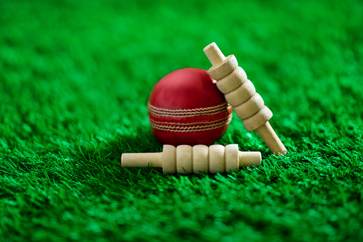 Cricket Ball And Bails On Green Grass Pitch Stock Photo - Download Image Now - Leather, Asia, Blue - iStock Cricket Ball And Bails On Green Grass Pitch Stock Photo - Download Image Now - Leather, Asia, Blue - iStock