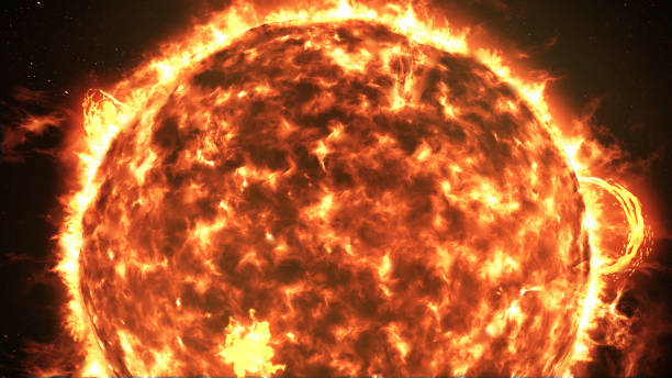 istock The Sun with Large Solar explosions, Realistic Red Planet 1257407056