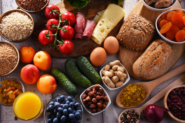 istock Assorted organic food products on the table 1257407178