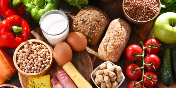 istock Assorted organic food products on the table 1257407265