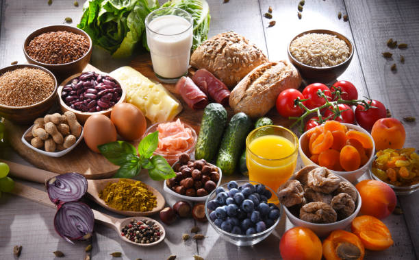 istock Assorted organic food products on the table 1257407287