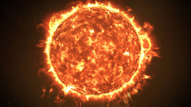 istock The Sun with Large Solar explosions, Realistic Red Planet 1257407349