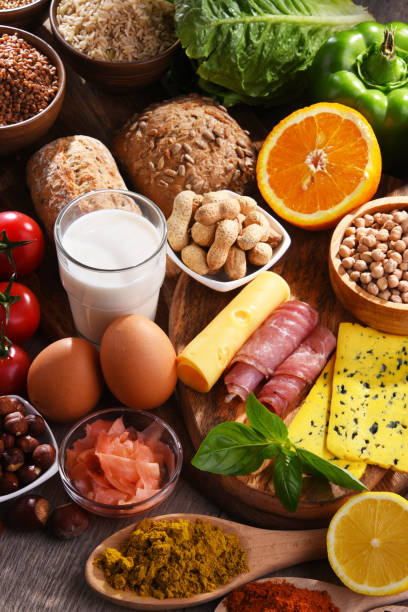 istock Assorted organic food products on the table 1257407444