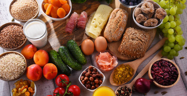 istock Assorted organic food products on the table 1257407467