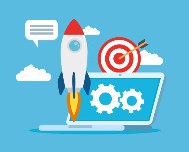 istock business start up concept, banner, business object startup process, rocket with laptop and business icons 1257408766