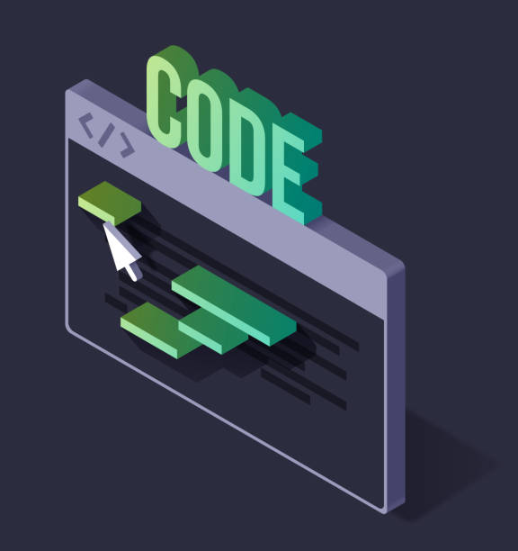 Programming Code Isometric Software Window Code programming window isometric software program design. javascript stock illustrations