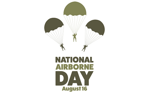 National Airborne Day. August 16. Holiday concept. Template for background, banner, card, poster with text inscription. Vector EPS10 illustration