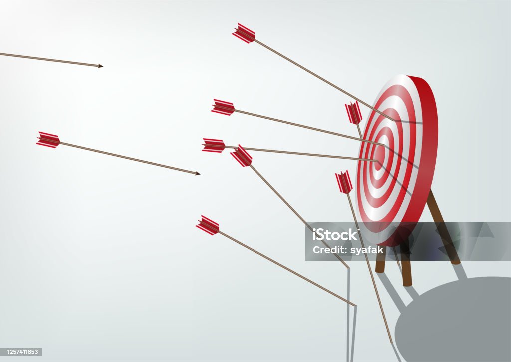 Inaccuracy Target Multiple Failed Inaccurate Attempts To Hit Archery Target Stock ...