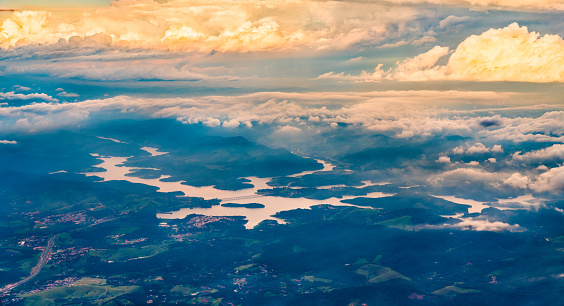 Aerial view of the Atibainha reservoir near Sao Paulo the Southeast Region of Brazil