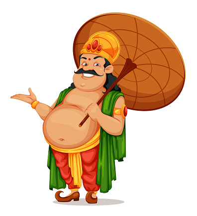 Happy Onam Festival In Kerala King Mahabali Stock Illustration - Download  Image Now - Vector, King - Royal Person, Cartoon - iStock