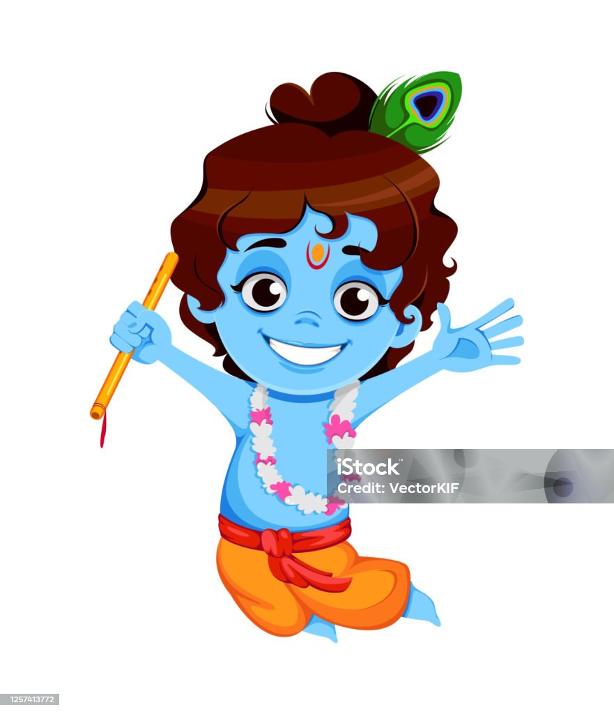 Happy Krishna Janmashtami Little Lord Krishna Stock Illustration ...