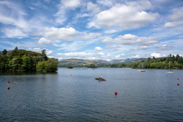 Windermere Lake, a large lake in Cumbrias Lake District National Park, northwest England.