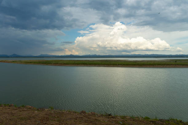 istock Landscape of Pasak Jolasid Dam with little water capacity. 1257417253