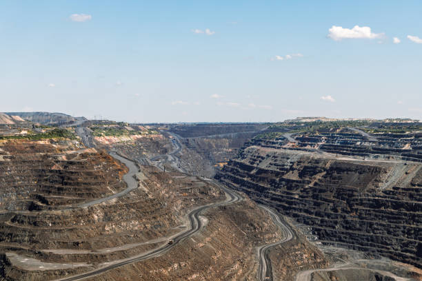 istock iron ore quarry terraced relief, Mining industry, Mining and quarrying equipment, general view 1257420698